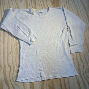 60s Hardwick Vintage Thermal Shirt Mens Large White Waffle Knit Cotton Sanitized